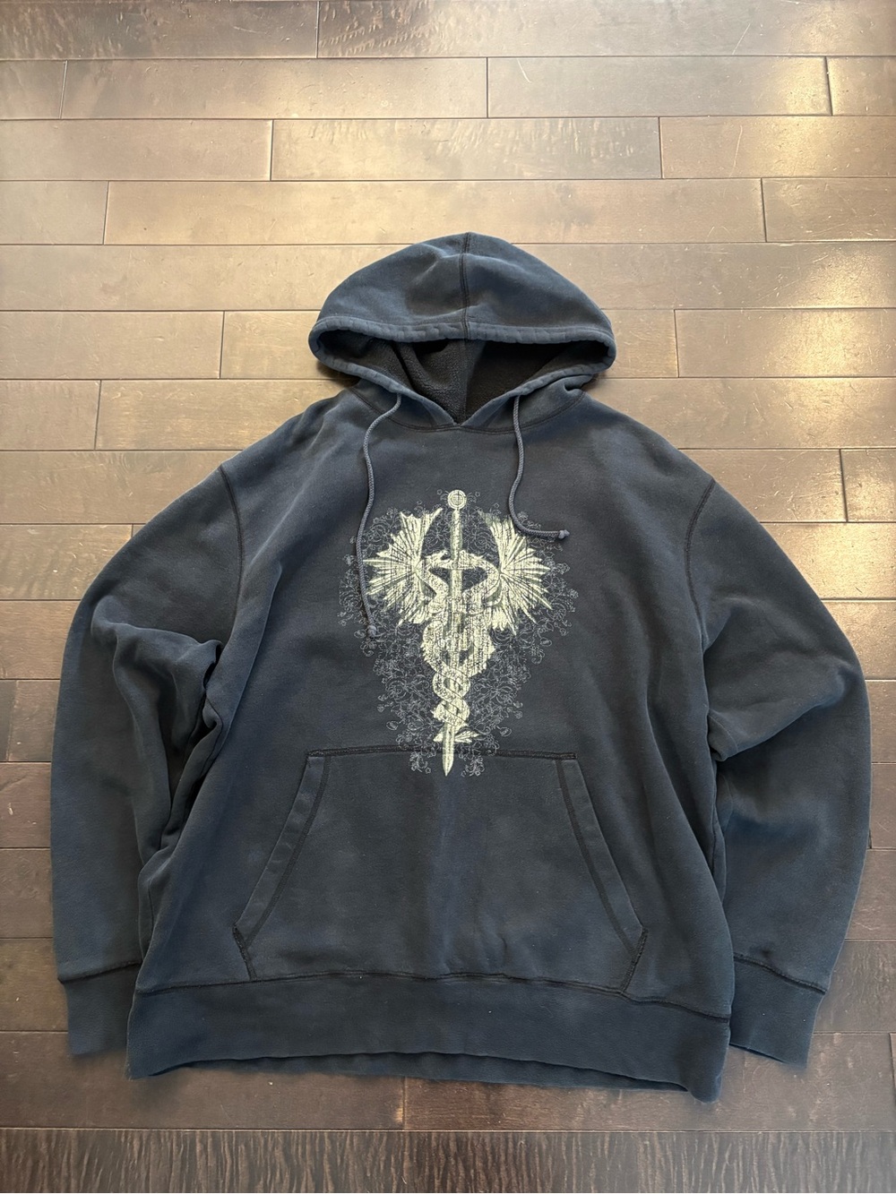 Y2K affliction style Black Graphic Hoodie Sweatshirt